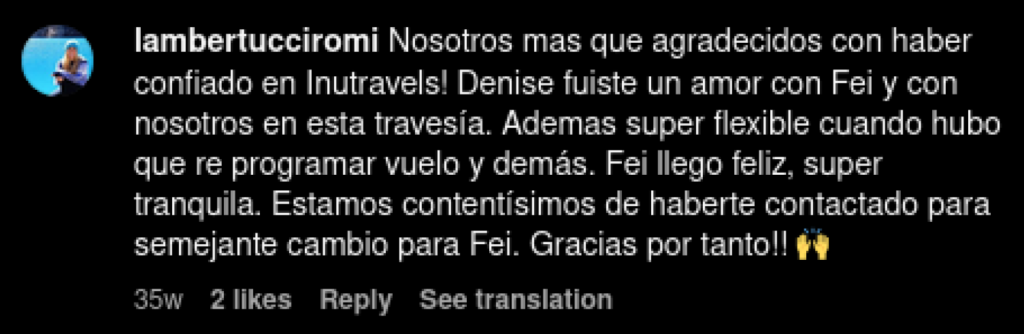 Testimonio de Romi, traslado de Inu Travels